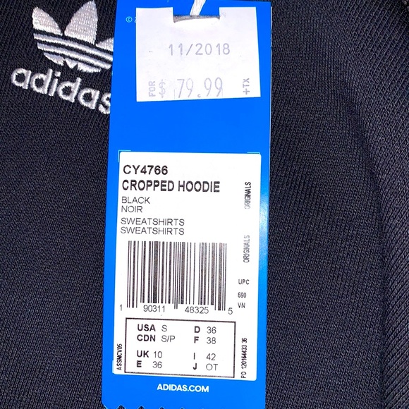Brand new adidas cropped hoodie in black - Picture 4 of 4